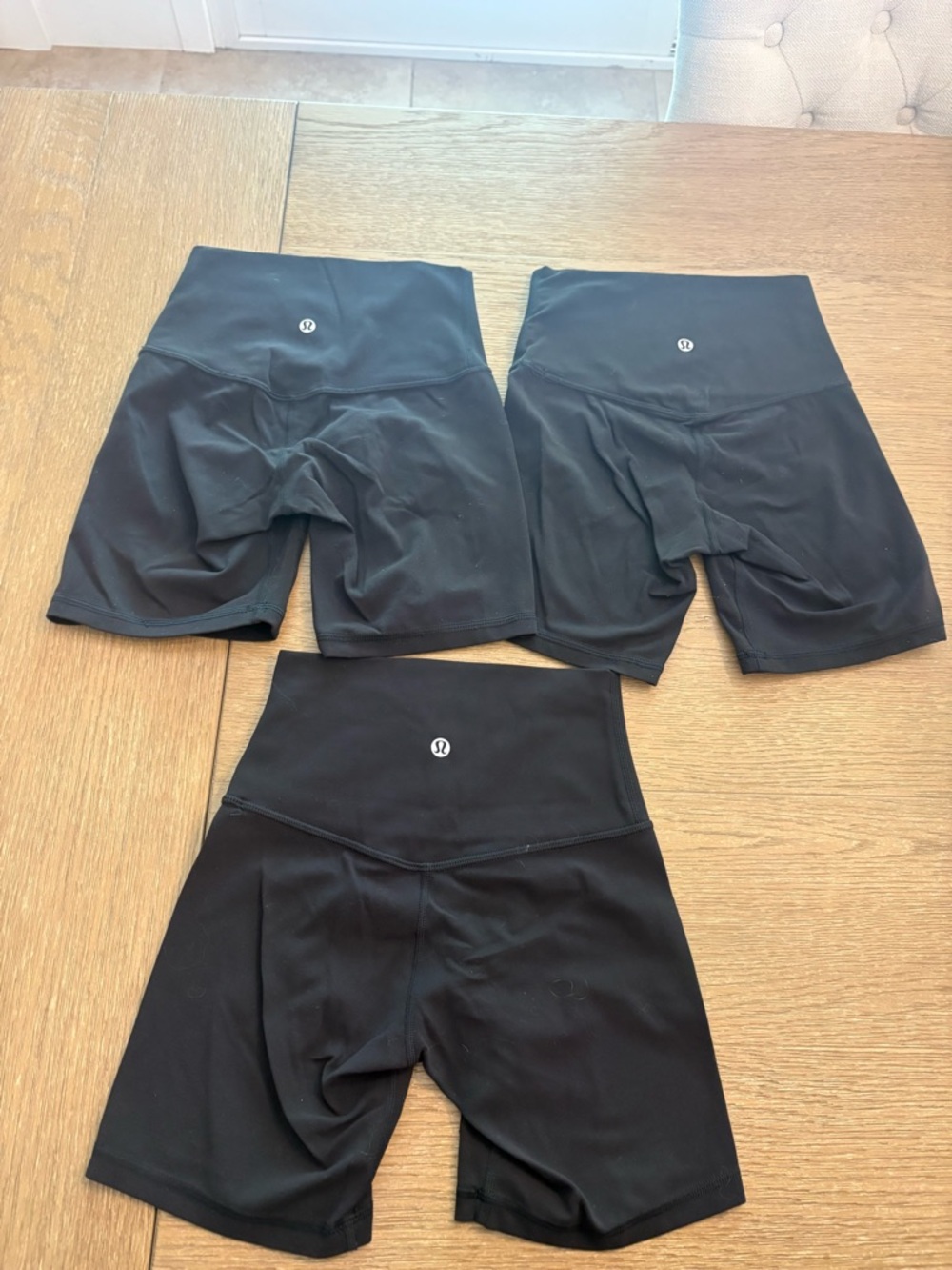 lululemon Black align High-Waist Shorts (3 pairs) size 2 with 4 inch inseam.